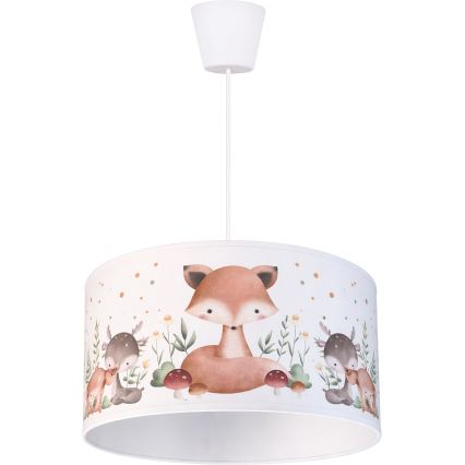 Brilagi - LED-lastenkattovalaisin johdolla BOBO 1xE27/60W/230V halkaisija 35 cm valkoinen/eläinaiheinen