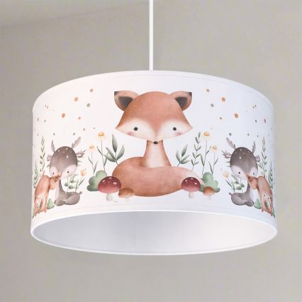 Brilagi - LED-lastenkattovalaisin johdolla BOBO 1xE27/60W/230V halkaisija 35 cm valkoinen/eläinaiheinen