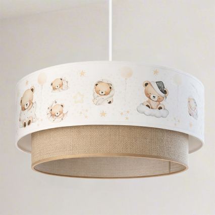 Brilagi - LED-lastenkattovalaisin ripustusköydellä BOBO 1xE27/10W/230V halkaisija 40 cm valkoinen/beige/karhukuosi