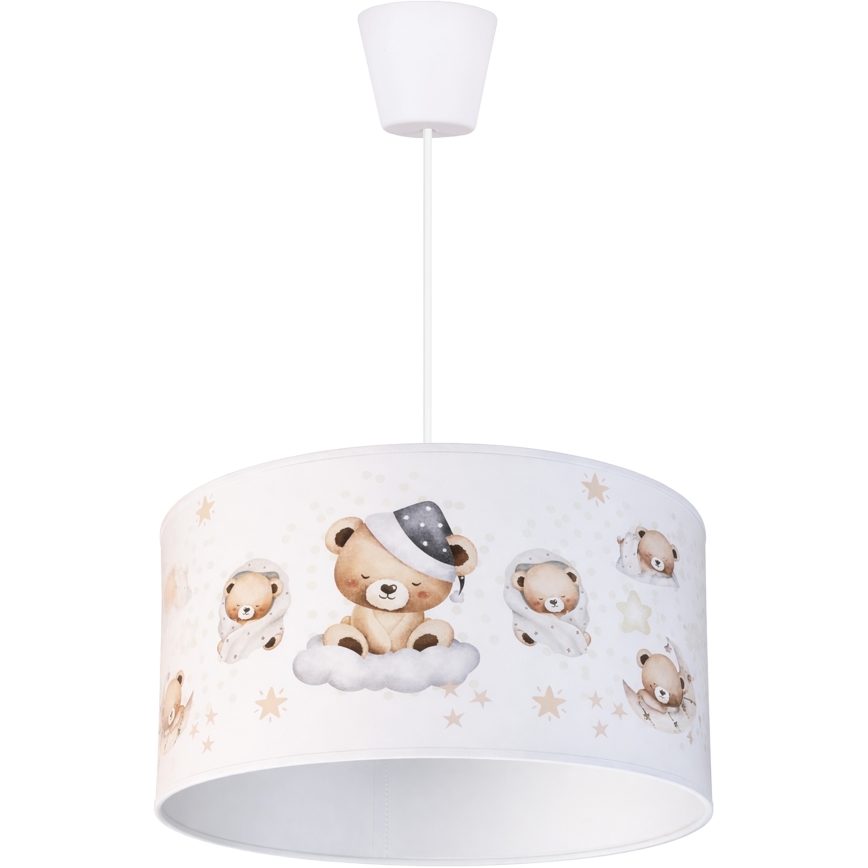 Brilagi - LED-lastenkattovalaisin ripustuskaapelilla BOBO 1xE27/60W/230V halkaisija 35 cm valkoinen/nallekuvio