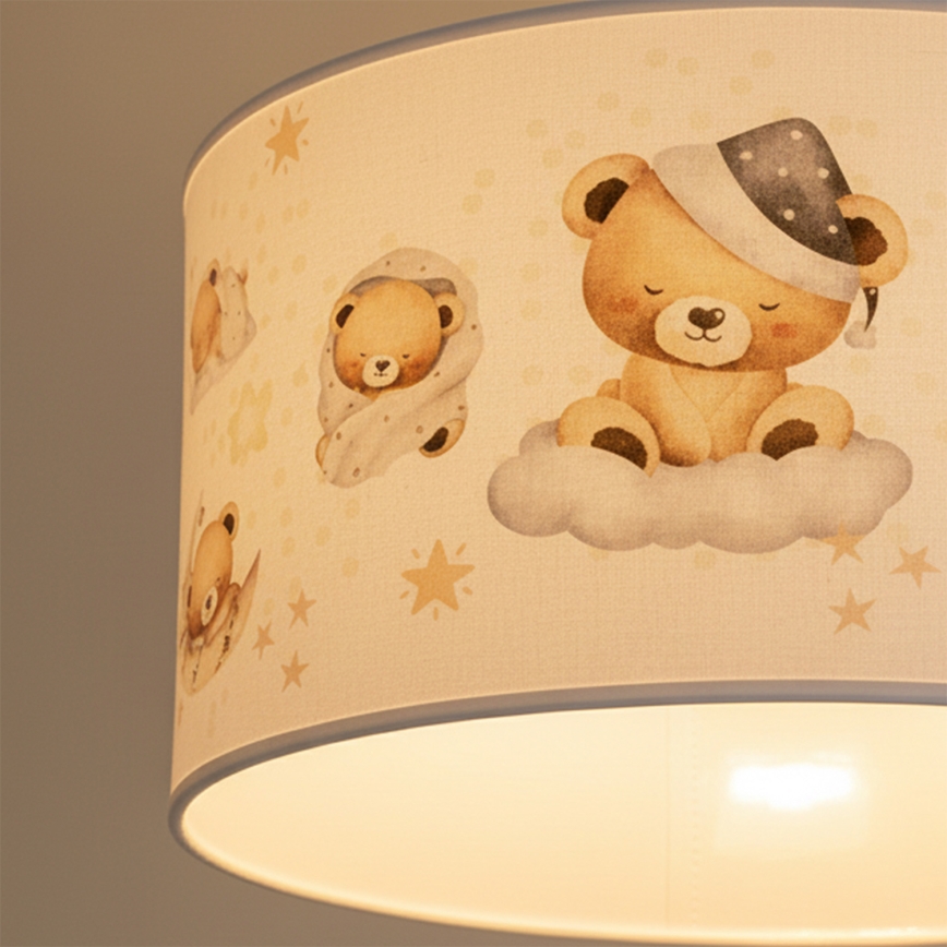 Brilagi - LED-lastenkattovalaisin ripustuskaapelilla BOBO 1xE27/60W/230V halkaisija 35 cm valkoinen/nallekuvio