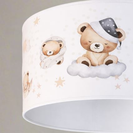 Brilagi - LED-lastenkattovalaisin ripustuskaapelilla BOBO 1xE27/60W/230V halkaisija 35 cm valkoinen/nallekuvio
