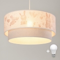 Brilagi - LED-lastenkattovalaisin vaijerikiinnityksellä BOBO 1xE27/60W/230V halkaisija 40 cm kerma/harmaa/kanit