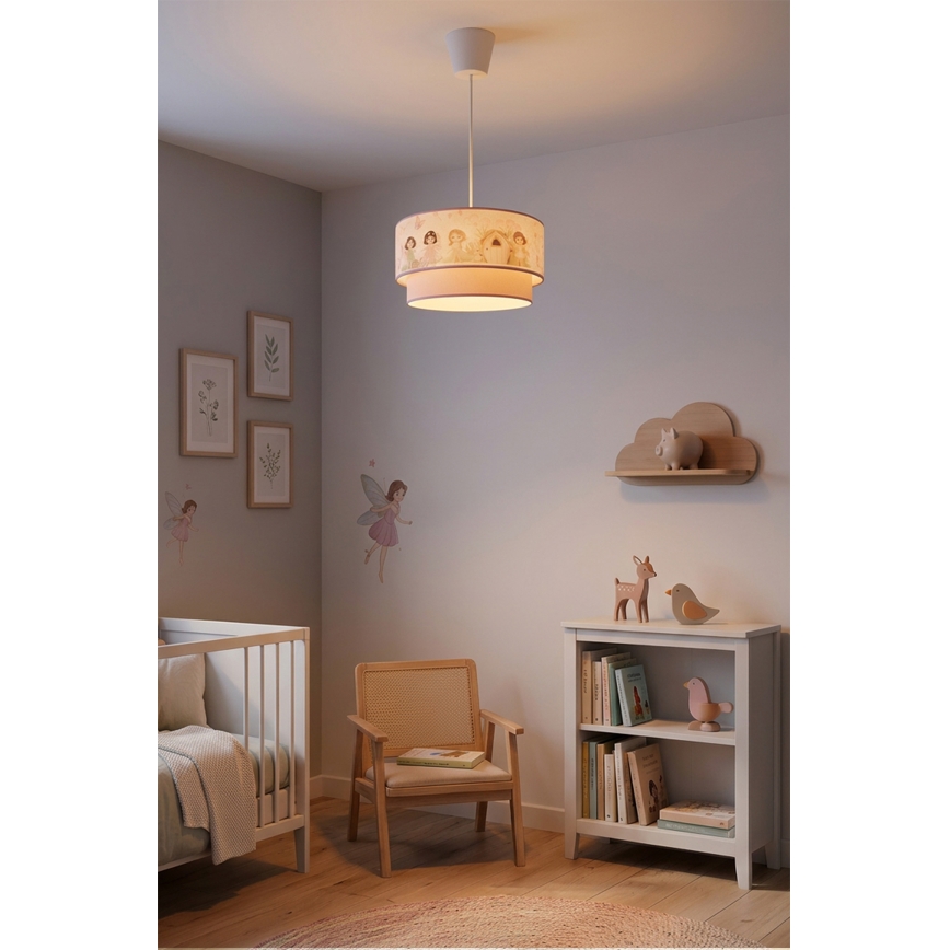 Brilagi - LED-lastenkattovalaisin vaijerilla BOBO 1xE27/60W/230V halkaisija 40 cm vaaleanpunainen/keijut