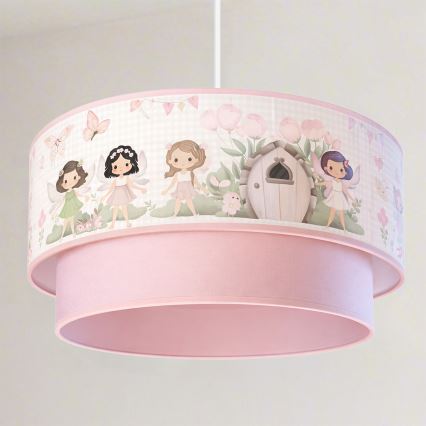 Brilagi - LED-lastenkattovalaisin vaijerilla BOBO 1xE27/60W/230V halkaisija 40 cm vaaleanpunainen/keijut