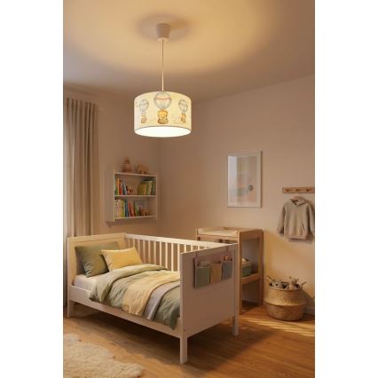 Brilagi - LED lastenriippuvalaisin BOBO 1xE27/10W/230V Ø 35 cm valkoinen/eläinkuviot