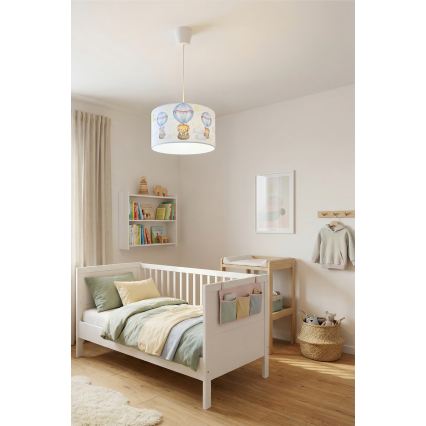 Brilagi - LED lastenriippuvalaisin BOBO 1xE27/10W/230V Ø 35 cm valkoinen/eläinkuviot