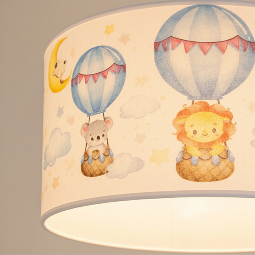Brilagi - LED lastenriippuvalaisin BOBO 1xE27/10W/230V Ø 35 cm valkoinen/eläinkuviot