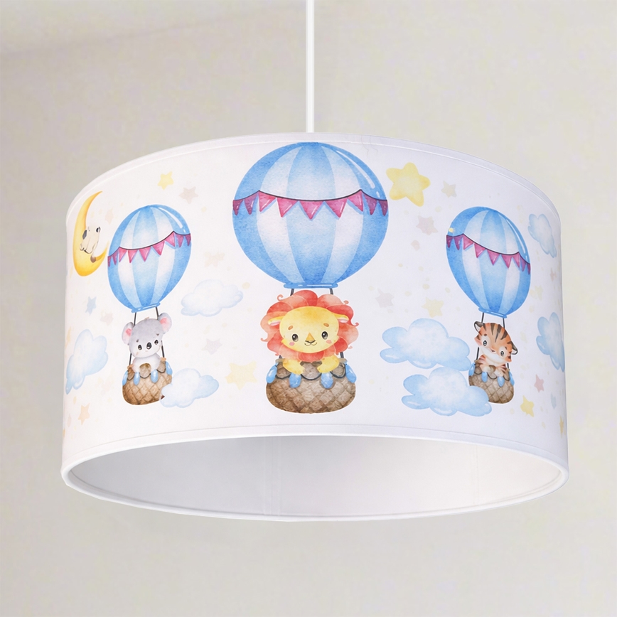 Brilagi - LED lastenriippuvalaisin BOBO 1xE27/10W/230V Ø 35 cm valkoinen/eläinkuviot