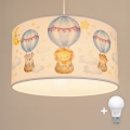 Brilagi - LED lastenriippuvalaisin BOBO 1xE27/60W/230V Ø 35 cm valkoinen/eläinkuviot