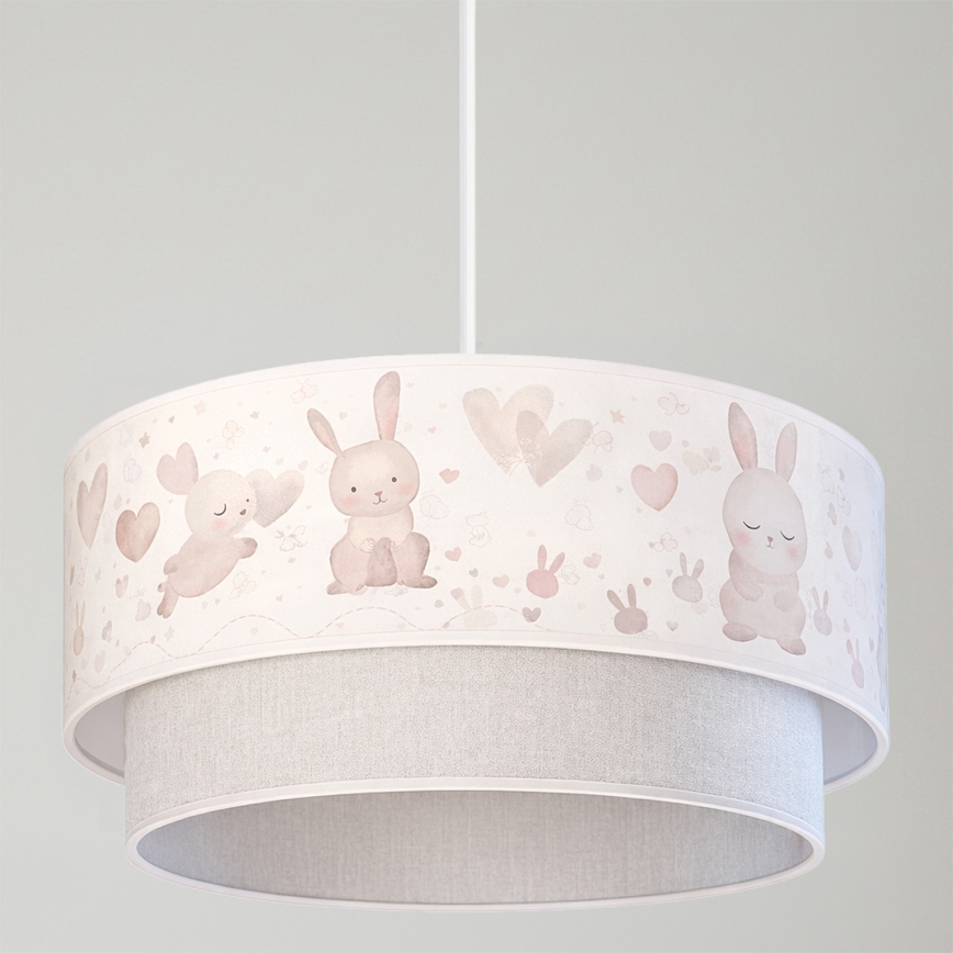 Brilagi - LED-lastenkattovalaisin vaijerikiinnityksellä BOBO 1xE27/60W/230V halkaisija 40 cm kerma/harmaa/kanit