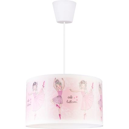Brilagi - LED lastenriippuvalaisin johdolla BOBO 1xE27/10W/230V halkaisija 35 cm vaaleanpunainen/balettikuvio