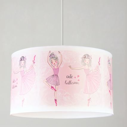 Brilagi - LED lastenriippuvalaisin johdolla BOBO 1xE27/10W/230V halkaisija 35 cm vaaleanpunainen/balettikuvio