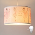 Brilagi - LED lastenriippuvalaisin johdolla BOBO 1xE27/60W/230V halkaisija 35 cm vaaleanpunainen/balettikuvio