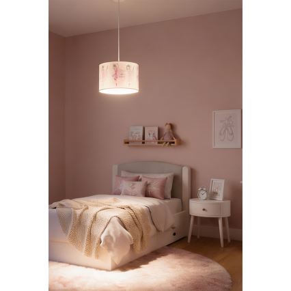 Brilagi - LED lastenriippuvalaisin johdolla BOBO 1xE27/60W/230V halkaisija 35 cm vaaleanpunainen/balettikuvio