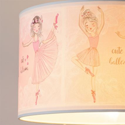 Brilagi - LED lastenriippuvalaisin johdolla BOBO 1xE27/60W/230V halkaisija 35 cm vaaleanpunainen/balettikuvio