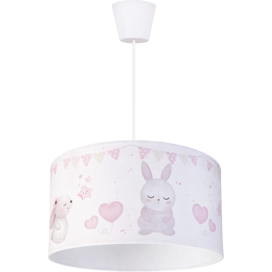 Brilagi - LED lastenriippuvalaisin vaijerilla BOBO 1xE27/60W/230V halkaisija 35 cm valkoinen/eläinaihe