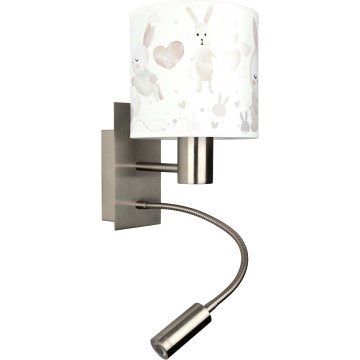 BRILAGI - LED-lastenseinävalaisin BOBO, säädettävä 1xE27/25W/230V + LED/3W mattakromi/valkoinen/pupukuosi
