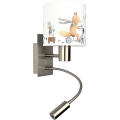 BRILAGI - LED-lastenseinävalaisin BOBO, taipuisa 1xE27/25W/230V + LED/3W mattakromi/valkoinen/eläinaiheinen