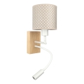 Brilagi - LED-lastenseinävalaisin, joustava BOBO WOOD 1xE27/25W/230V + LED/3W tammi/valkoinen/beige/pilkullinen