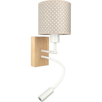 BRILAGI - LED-lastenseinävalaisin, joustava BOBO WOOD 1xE27/25W/230V + LED/3W tammi/valkoinen/beige/pilkullinen