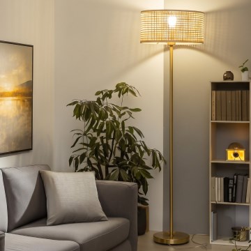 Brilagi - LED-lattiavalaisin CERIA 1xE27/20W/230V halkaisija 25 cm bambu/kultainen