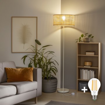 Brilagi - LED-lattiavalaisin CERIA 1xE27/40W/230V halkaisija 40 cm bambu/valkoinen