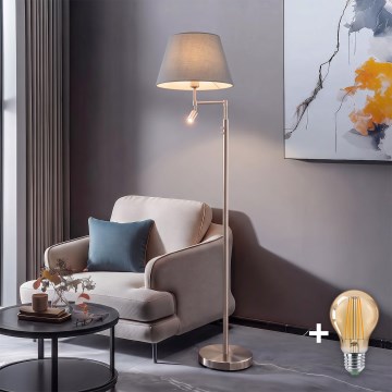 BRILAGI - LED-lattiavalaisin CERIA 1xE27/60W/230V + LED/2,1W halkaisija 30 cm mattakromi/harmaa