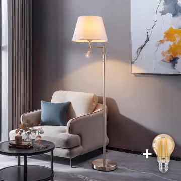 BRILAGI - LED-lattiavalaisin CERIA 1xE27/60W/230V + LED/2,1W halkaisija 30 cm mattakromi/valkoinen