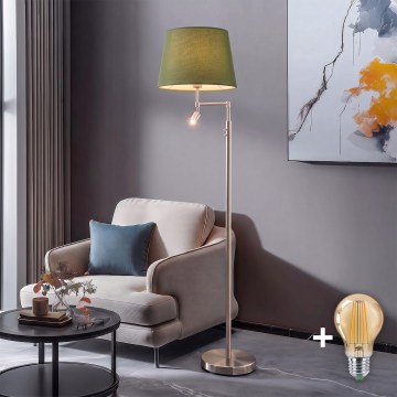 BRILAGI - LED-lattiavalaisin CERIA 1xE27/60W/230V + LED/2,1W halkaisija 30 cm mattakromi/vihreä