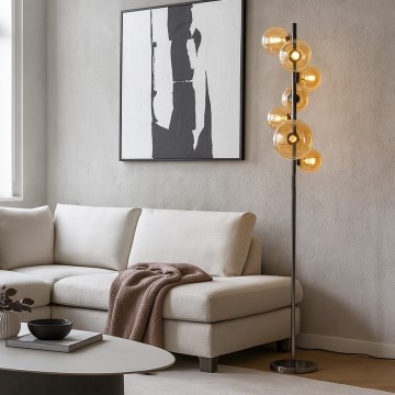 Brilagi - LED-lattiavalaisin MILLA 7xG9/3W/230V musta kromi/kulta