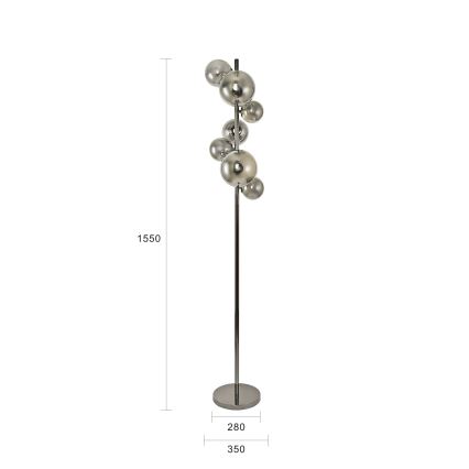 Brilagi - LED-lattiavalaisin MILLA 7xG9/3W/230V musta kromi/savulasi