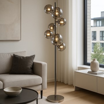 Brilagi - LED-lattiavalaisin MILLA 7xG9/3W/230V musta kromi/savunvärinen