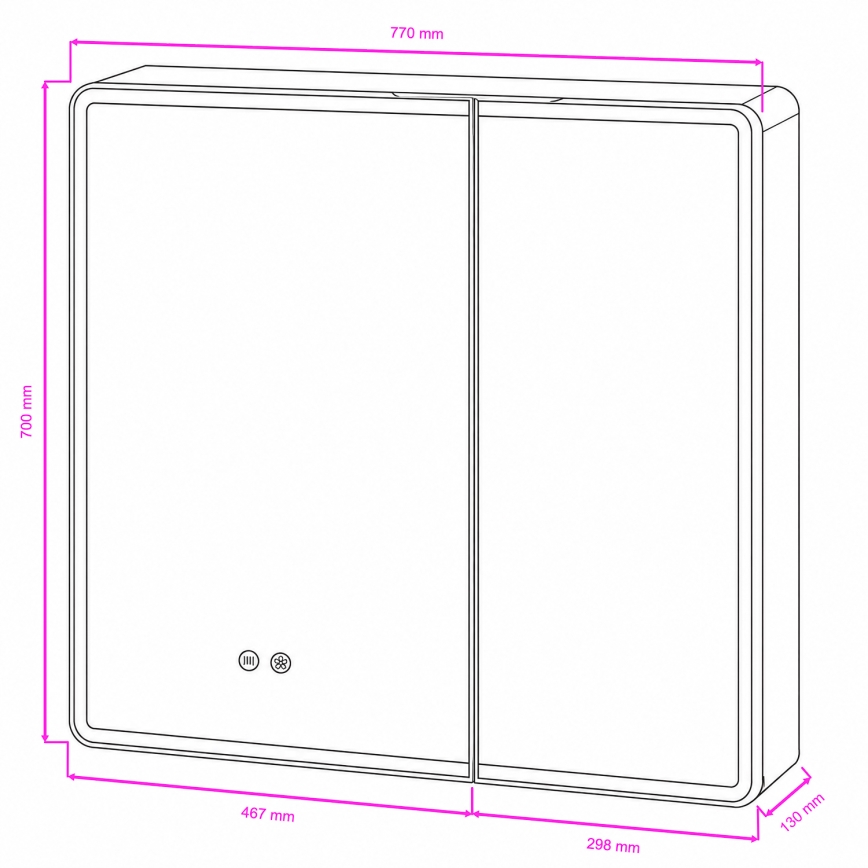 BRILAGI - LED-peilikaappi valaistuksella NOTO DOUBLE 77x70 cm