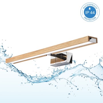 Brilagi - LED-peilivalaisin kylpyhuoneeseen 3-in-1 WOODY MIRROR LED/12W/230V 60 cm IP44 kiiltävä kromi/tammi