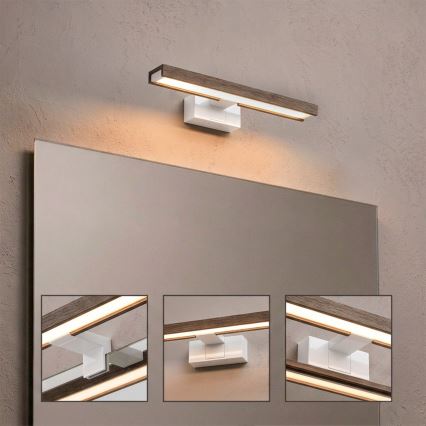 Brilagi - WOODY MIRROR 3-in-1 LED-kylpyhuoneen peilivalaisin 8W/230V 40 cm IP44 valkoinen/tammi