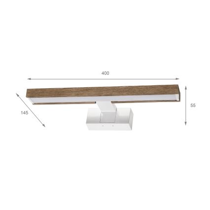 Brilagi - WOODY MIRROR 3-in-1 LED-kylpyhuoneen peilivalaisin 8W/230V 40 cm IP44 valkoinen/tammi