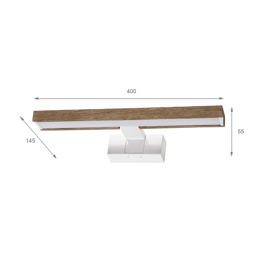 Brilagi - WOODY MIRROR 3-in-1 LED-kylpyhuoneen peilivalaisin 8W/230V 40 cm IP44 valkoinen/tammi