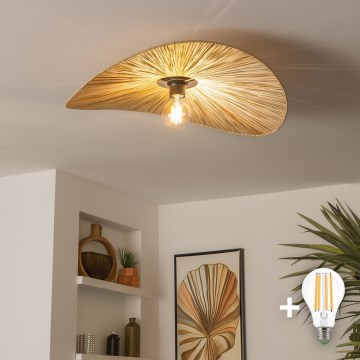 Brilagi - LED-pinnalle asennettava kattokruunu CERIA BOHO 1xE27/40W/230V Ø 60 cm raffia/tammi