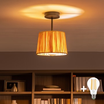 Brilagi - LED-pinnalle asennettava kattovalaisin CERIA BOHO 1xE27/60W/230V Ø 20 cm musta/rafia