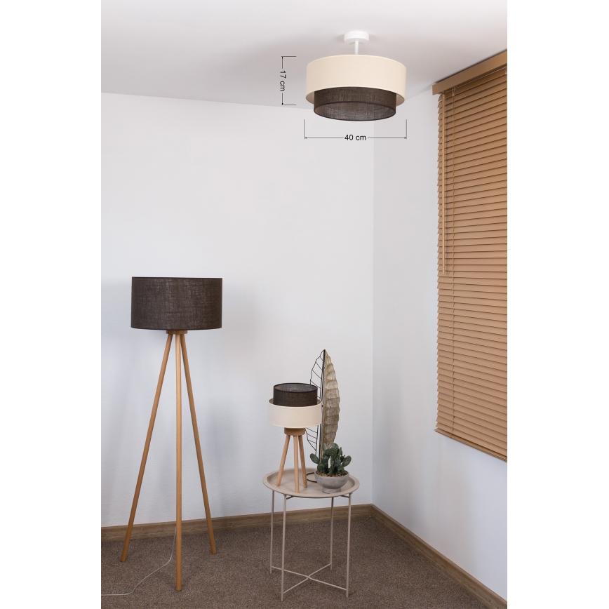 Brilagi - LED-pinta-asennettava kattokruunu BOHO-tyyli 1xE27/15W/230V Ø 40 cm kerma/ruskea