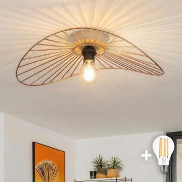 Brilagi - LED-pinta-asennettava kattokruunu CERIA WIRE 1xE27/40W/230V 40x56 cm pronssi/tammi