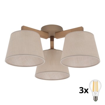BRILAGI - LED pinta-asennettava kattokruunu LATTE SABIA 3xE27/15W/230V mänty/beige