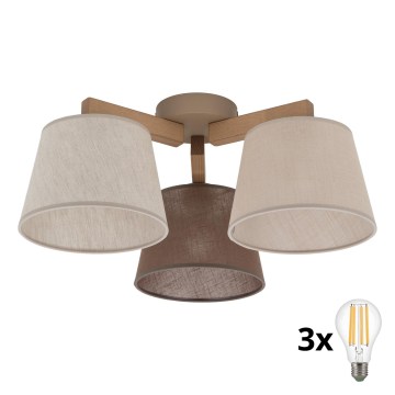 BRILAGI - LED pinta-asennettava kattokruunu LATTE SABIA 3xE27/15W/230V mänty/sekoitus