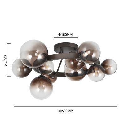 Brilagi - LED-pinta-asennettava kattokruunu MILLA 10xG9/3W/230V ruskea/savunruskea
