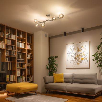 Brilagi - LED pinta-asennettava kattokruunu MISTEL 6xG9/3W/230V musta kromi/savunvärinen