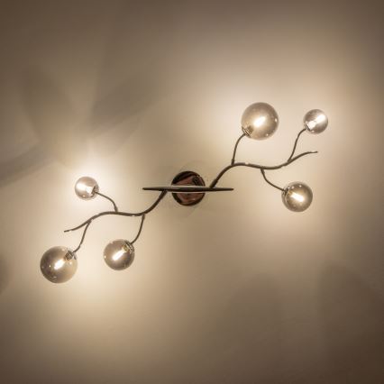 Brilagi - LED pinta-asennettava kattokruunu MISTEL 6xG9/3W/230V musta kromi/savunvärinen