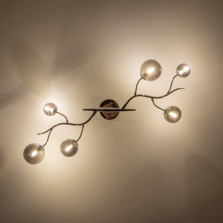 Brilagi - LED pinta-asennettava kattokruunu MISTEL 6xG9/3W/230V musta kromi/savunvärinen