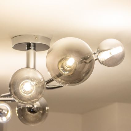 Brilagi - LED pinta-asennettava kattokruunu MISTEL 6xG9/3W/230V musta kromi/savunvärinen