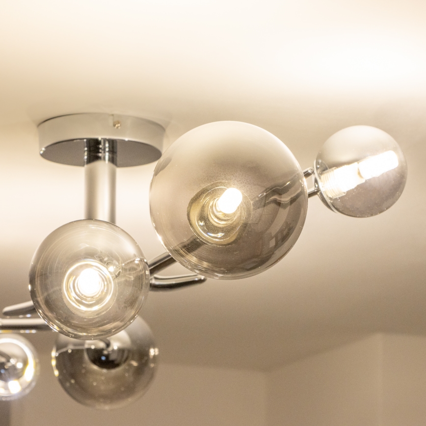 Brilagi - LED pinta-asennettava kattokruunu MISTEL 6xG9/3W/230V musta kromi/savunvärinen